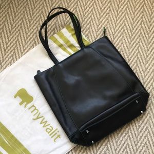 mywalit Black Leather Tote